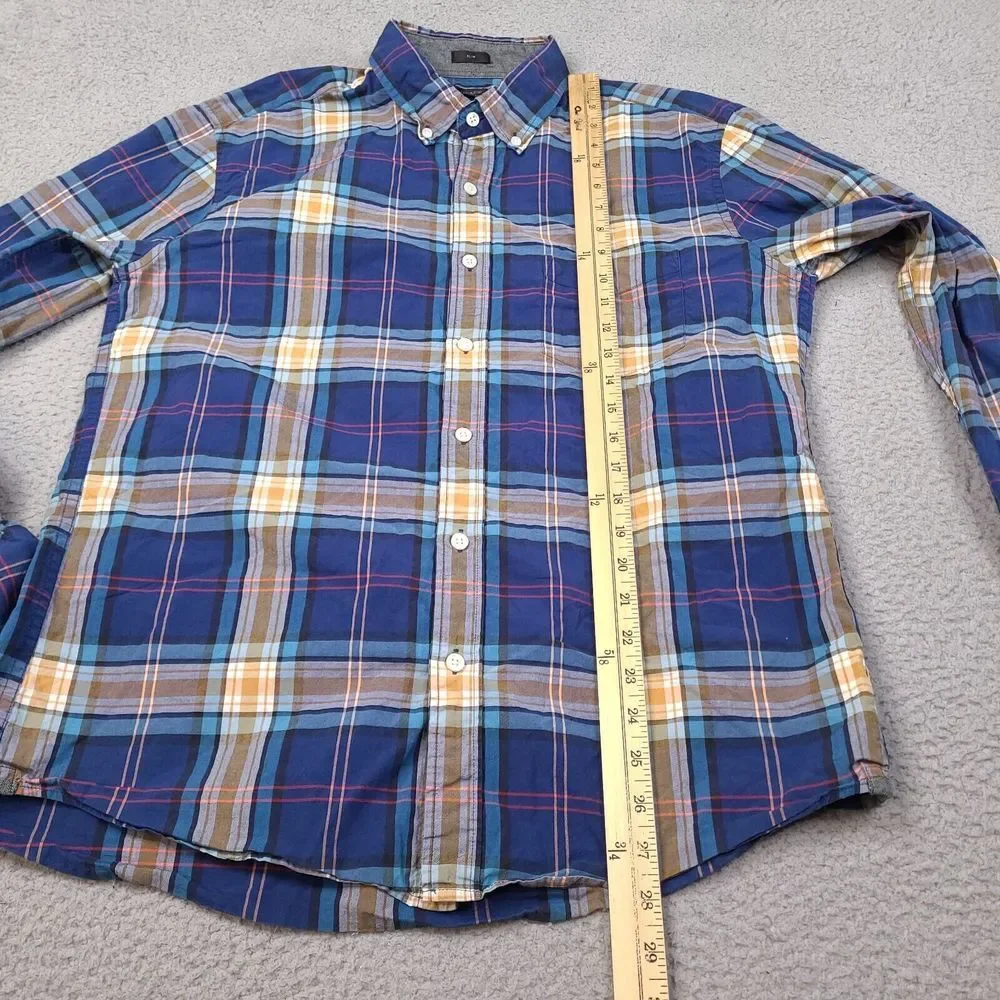 J Crew Shirt‎ Mens Large Blue Tartan Plaid Slim Fit Long Sleeve Button Down
